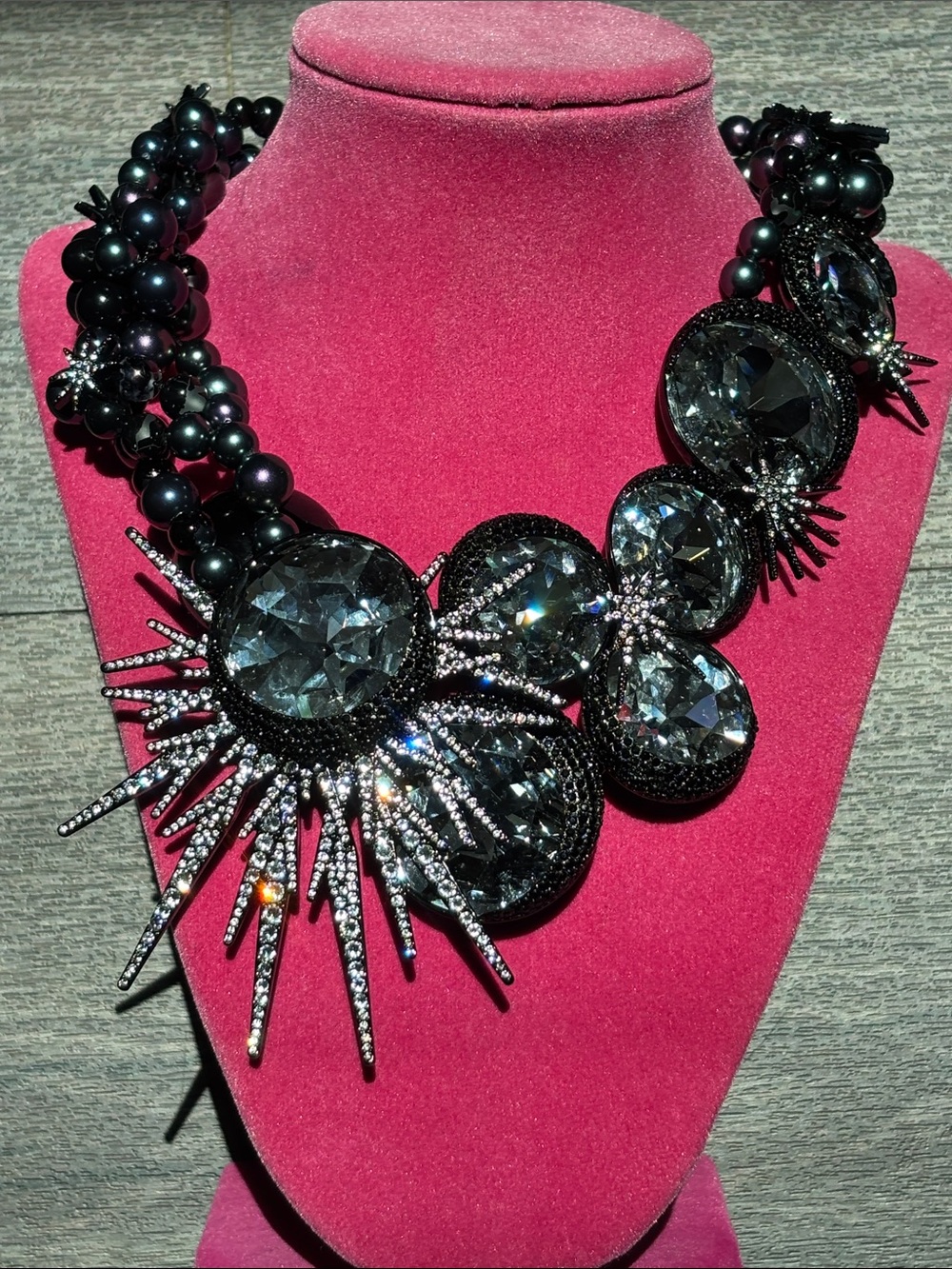Swarovski Statement Black Crystal Spike Necklace - Women Jewelry